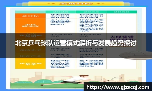北京乒乓球队运营模式解析与发展趋势探讨
